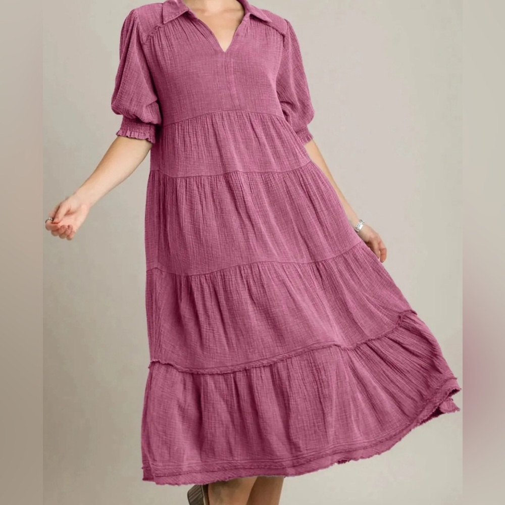 Soft Pink Tiered Ruffled Dress